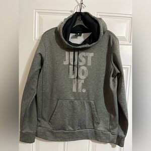Nike Therma Hoodie Men’s M Dri-Fit‎ Just Do It Gray Pocket Sweatshirt Pullover